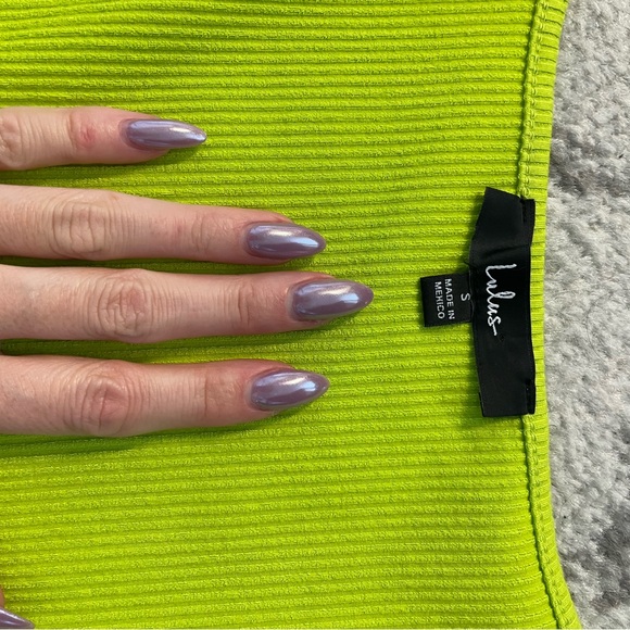 Lulus Lime Green Ribbed Seamed Short Sleeve Crop Top - Picture 7 of 7